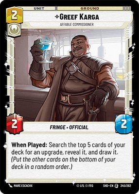 【傷あり特価】【SHD245/EN】Greef Karga - Affable Commissioner