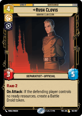【傷あり特価】【TWI183/EN】Rush Clovis - Banking Clan Scion