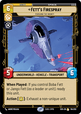 【傷あり特価】【SOR184/EN】Fett's Firespray - Pursuing the Bounty