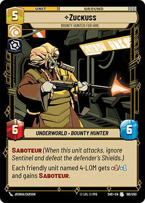 【傷あり特価】【SHD190/EN】Zuckuss - Bounty Hunter for Hire
