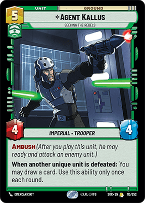 【傷あり特価】【SOR115/EN】Agent Kallus - Seeking the Rebels