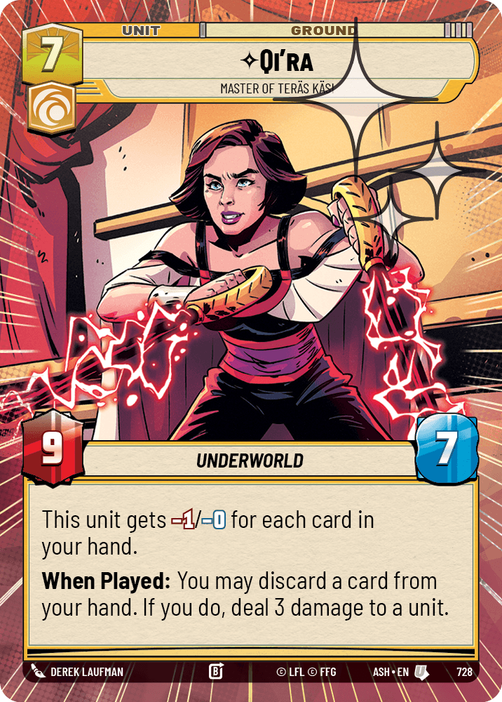 【ASH728/EN】Qi'ra - Master of Teräs Käsi (Hyperspace/Foil)