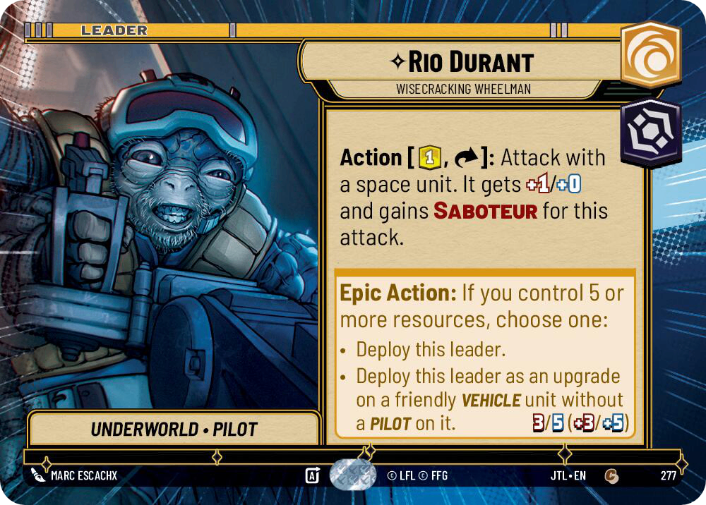 【JTL277/EN】Rio Durant - Wisecracking Wheelman(Hyperspace)